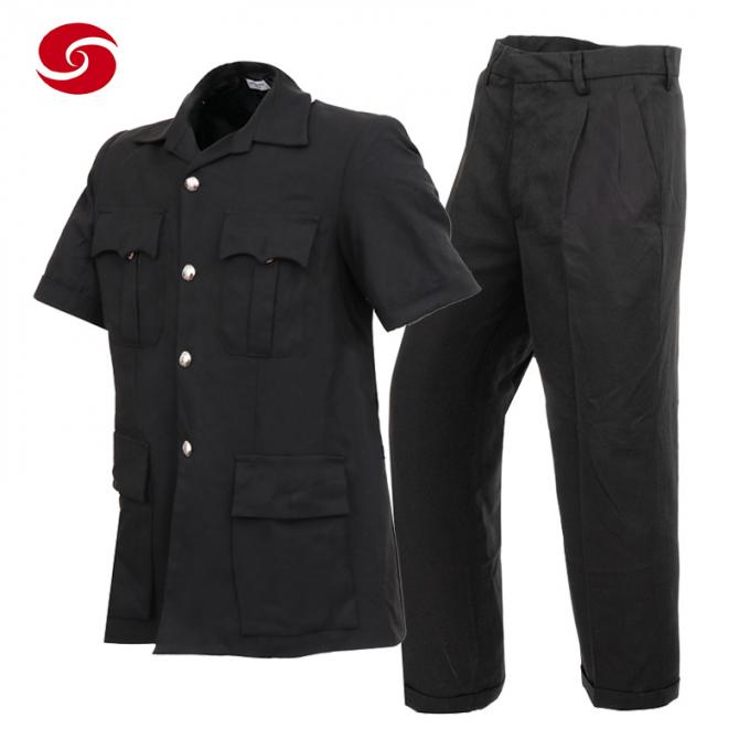 Summer Short Sleeve Tr Black Police Officer Suit for Man