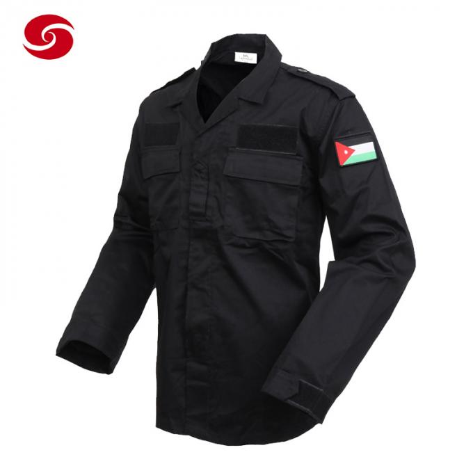 Long Sleeve Black Police Security Guard Uniform Shirt